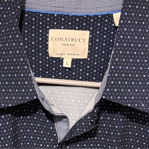 Con.Struct Navy Polka Dot Men's Casual Shirt - Picture 2 of 3